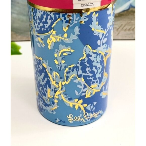 Lilly Pulitzer Travel Drink Tumbler With Straw in Turtley Awesome 24 oz Blue - Picture 8 of 9